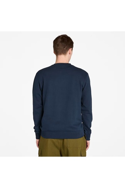 Timberland Front Seasonal Tree Logo Graphic Crewneck Men's Navy Blue Sweatshirt Tb0A5Mc74331
