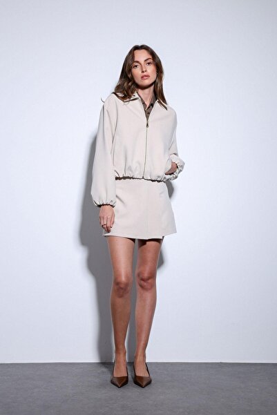 Antioch Stone Zipper Bomber Women's Jacket