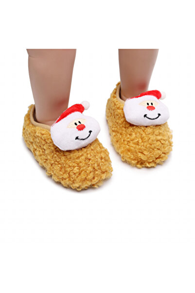 BebeNou Ghetuțe pentru bebeluși galben-muștar, design Moș Crăciun - MDHZ0201-...