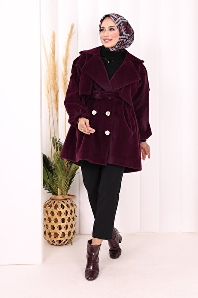 Bym Fashion Buttoned Coat 70059 Purple