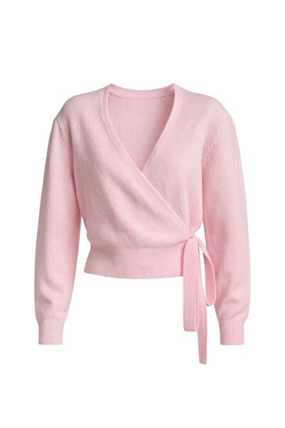 Maxi modena Double-Breasted Pink Knitwear Cardigan with Ties