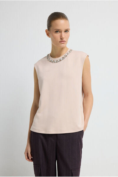 adL Taş Detaylı Kolsuz Bluz