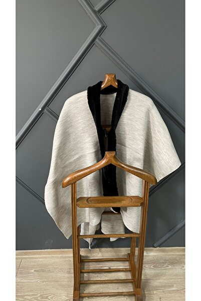 LORENDA Kürklü Yumuşak Panço Omuz Şal