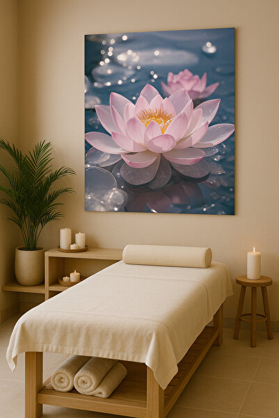 BLT DİZAYN Lotus Flower Glass Painting Symbolizes Tranquility, Purity, and Elegance |   Cam Tablo