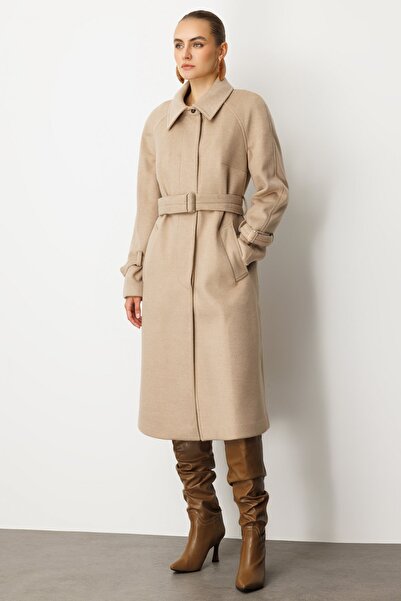 Ekol Cashmere Coat with Sleeves and Belt