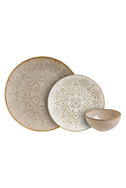 nv tableware Sand Vintage 18 Parça 6 Kişilik Porselen Yemek Seti