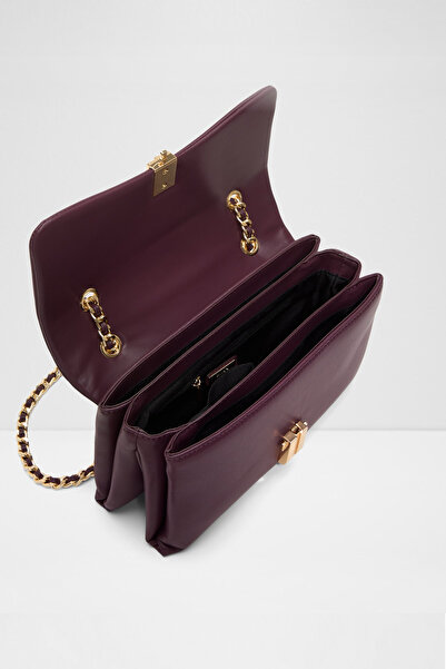Aldo Alicie - Women's Medium Size Burgundy Three-Compartment Chain Shoulder Strap Crossbody Bag
