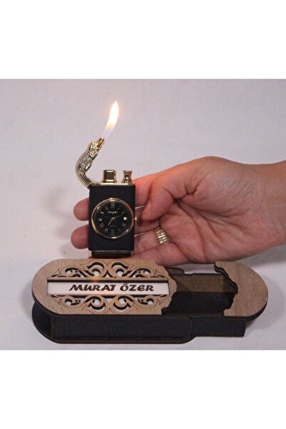 mrchediyesepeti Mdf Tasarım Kutulu Kişiye Özel İsim Yazılı Çakmak no:1102