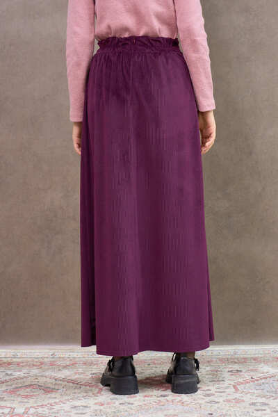 KÜÇÜĞÜM BUTİK Fusta lungă din catifea prune