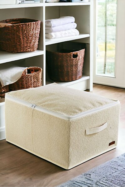 HomyJRs Medium Size Towel Fabric with Leather Handle Under Base, Cabinet Supported Storage 35x42x23