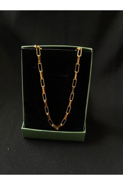 DeNors Unisex Paperclip Chain Necklace – Gold Color, Trendy and Stylish Stainless Steel Necklace