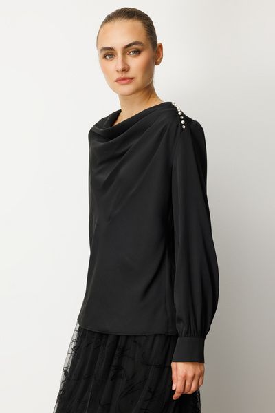 Ekol Σατέν μπλούζα με βαθύ λαιμό