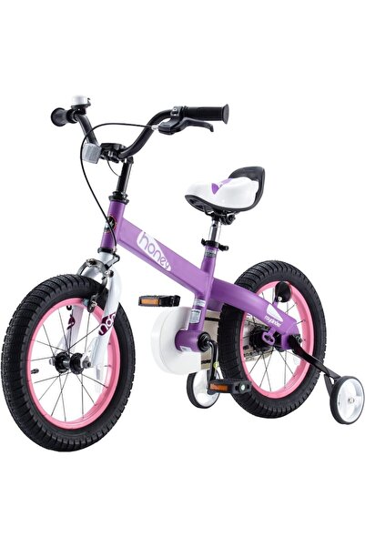 Royal Baby Rider HONEY Kids 14 inch MTB Bike, Purple, Training Wheels, Front C-brake & Rear Drum, Ag