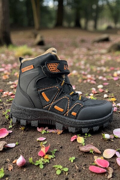 ALTUNTAŞ Unisex Kışlık Kaymaz Taban Kürklü Fermuarlı Çocuk Botu - Siyah