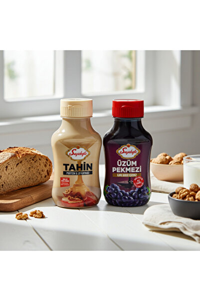 Seyidoğlu Tahin & Üzüm Pekmezi Seti 2'li (350 g x 2 Sıkılabilir Şişe)