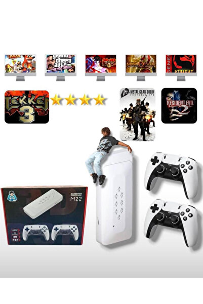 Generic M22 Game Stick | 30,000+ Games | 52 Emulators | 1080p Plug & Play Console + 2 Controllers