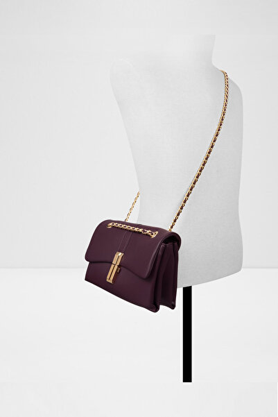Aldo Alicie - Women's Medium Size Burgundy Three-Compartment Chain Shoulder Strap Crossbody Bag