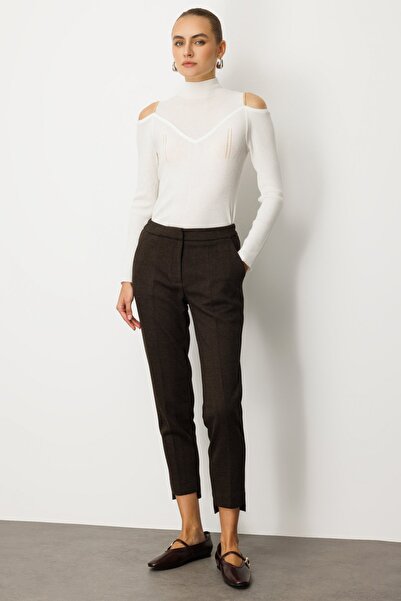 Ekol Herringbone Patterned Skinny Leg Trousers