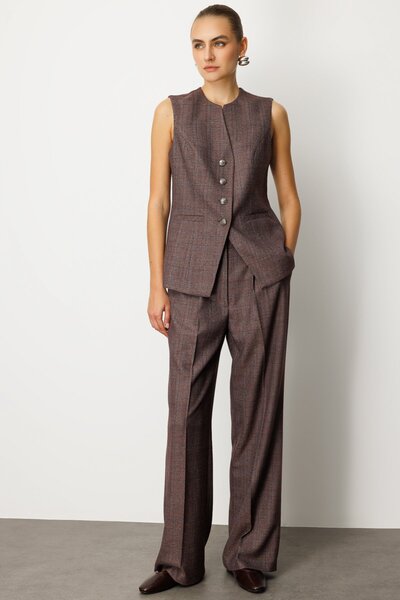 Ekol Plaid Wide Leg Pants