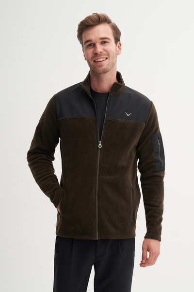 Cazador 24KCEEO05638 Haki Erkek 3 İplik Boğazlı Polar Sweat Hırka