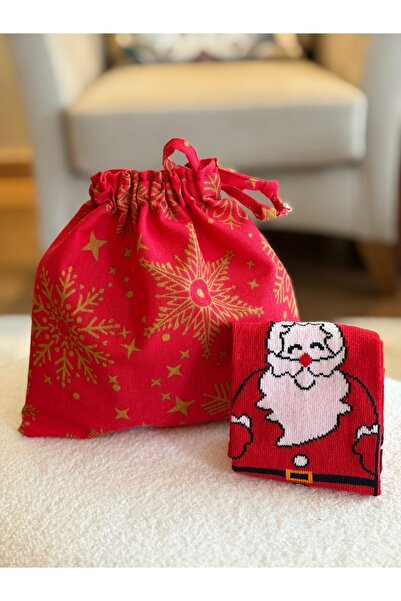 MEKİK BUTİK Kar tanesi desenli Noel temalı keten bez kese - puantiyeli unisex...