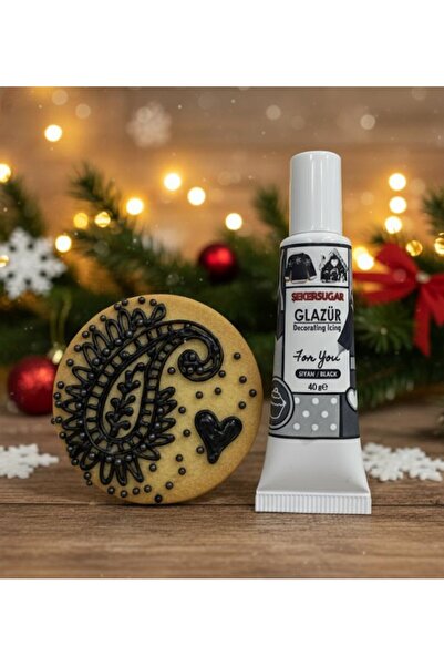 ŞEKER & SUGAR Şeker&Sugar Yılbaşı Kurabiye ve Cupcake için Yenilebilir SİYAH GLAZÜR (40gr)