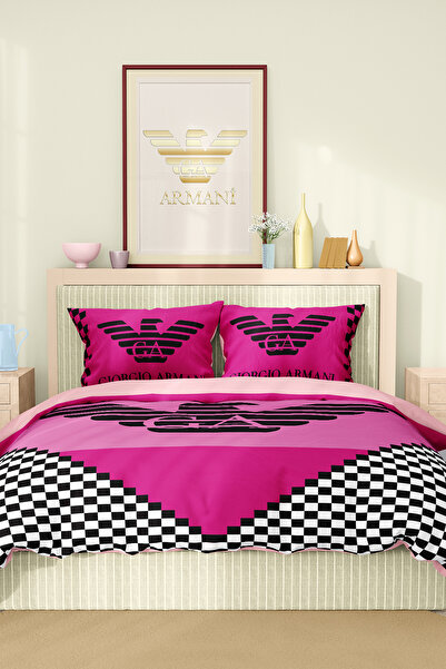 Marcalanya Duvet Cover Set Double Size Cotton Satin Fabric 6 Pieces 3D Digital Printing Duvet Cover Set Model No: