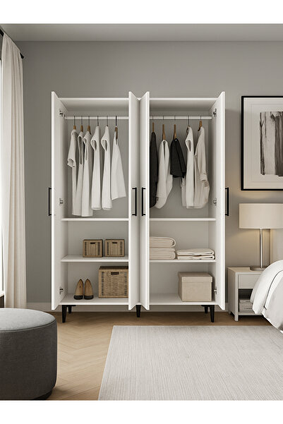 dorpek Nuna 4 Kapaklı Gardırop – 180x120 cm Genç ve Yatak Odası Dolabı