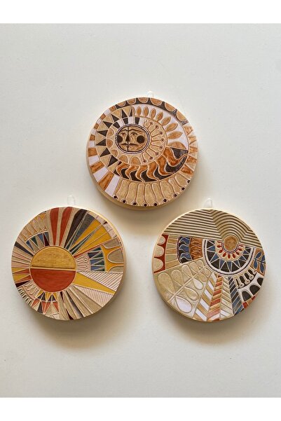 ZeyMin Art Soyut 3lü Duvar Süsü 11 cm çap