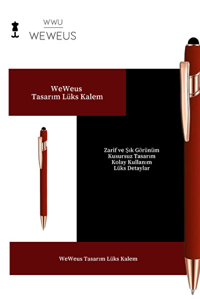Weweus Kırmızı Düz Geçmeli Tasarım Lüks Tükenmez Kalem