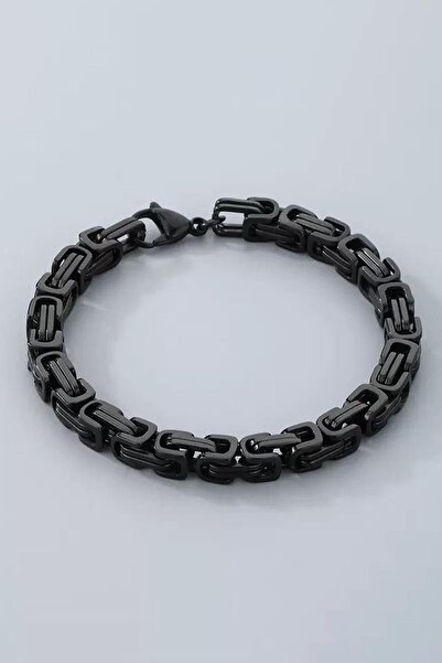 TAKIŞTIR Black Color Chain Detailed Steel Men's Bracelet