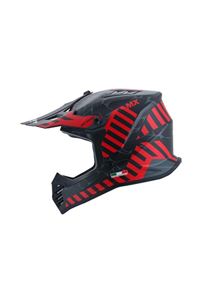 SARİSSA BİSİKLET Sway 618 Alert Child Cross Helmet Bicycle Motorcycle Enduro Helmet L Size Matte Black Red Kids Muscle