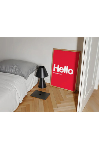 Esci Design Framed Text Table - Hello Table - Typography Table - Modern Trend Table - Hello Red Table