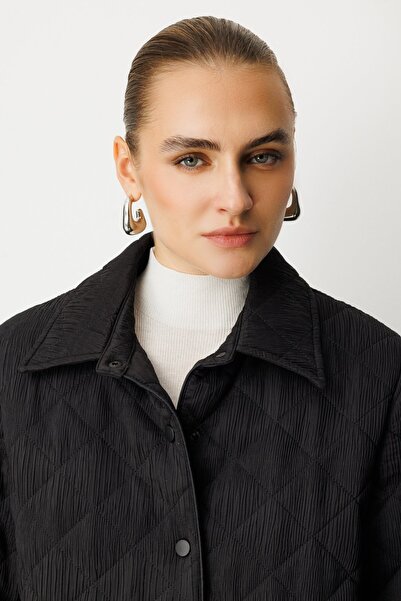 Ekol Textured Snap Button Coat