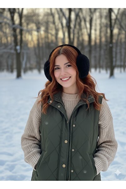 bitangosu غطاء أذن قابل للطي من الفرو الأسود، يحمي الأذنين من البرد - ألوان ا...