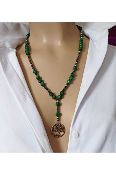 shop قلادة من الأحجار الطبيعية الزمرد والملاكيت والهيماتيت للجنسين مع شكل شجر...