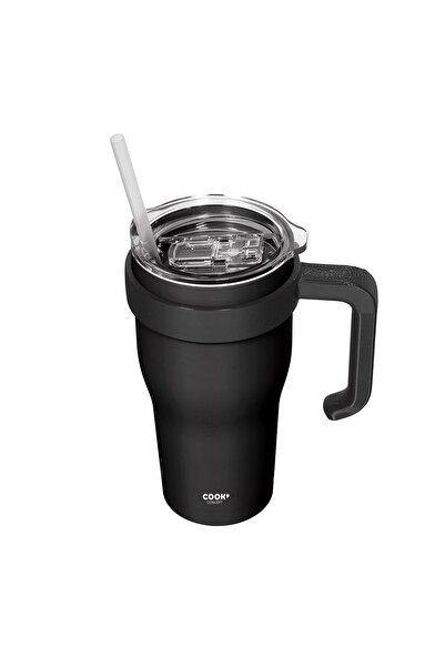 Other Miami THERMAL MUG 600 ml black with handle and straw