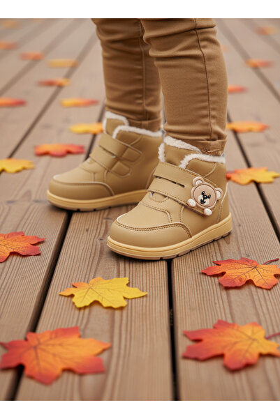 elma bebe Wool Inside Fur Lined Anatomical Girls Boys Unisex Baby Kids Winter Rain Snow Velcro Boots Shoes