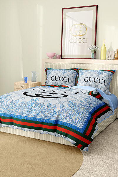 Marcalanya Duvet Cover Set Double Size Cotton Satin Fabric 6 Pieces 3D Digital Printing Duvet Cover Set Model No: