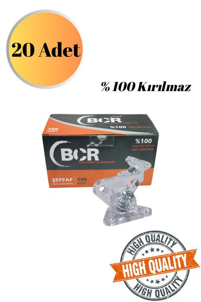 Mobilyap Bcr Açılı Şeffaf Çektirme Kelebek Köşe Birleştirme Kırılmaz 20 Adet