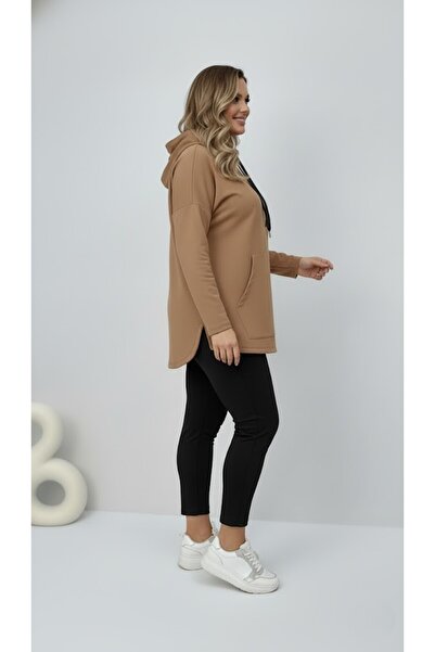 Koza Butik Women's Plus Size Long Sleeve Hooded Kangaroo Pocket Sweatshirt 2016