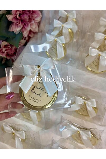 eliz 3 adet çantalı gold ayna bride söz nişan hediyelik