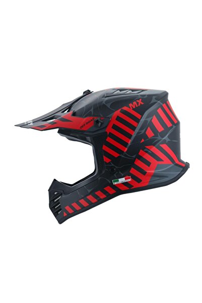 SARİSSA BİSİKLET Sway 618 Alert Child Cross Helmet Bicycle Motorcycle Enduro Helmet L Size Matte Black Red Kids Muscle