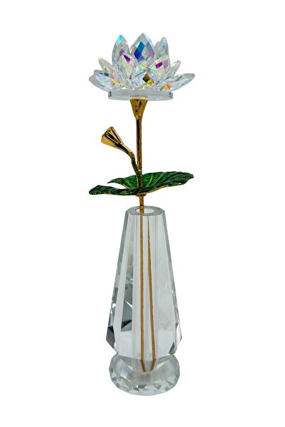 BİNDAWOOD B&D Décor item with glass flower Design -Transparent Green