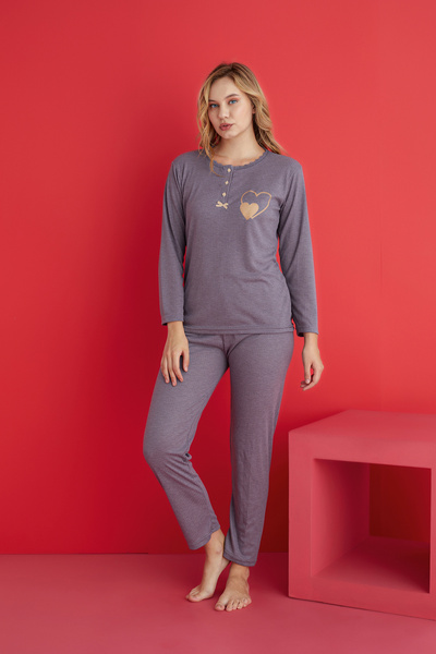 rindahomewear Women's Fitted Long Sleeve Pajama Set