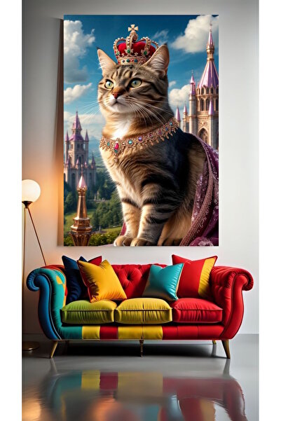 özkacar QUEEN CAT 2 Tablou decorativ pe pânză pentru peretele casei, salon, s...