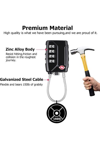 RADIOTRONICS 2-Pack TSA 4-Digit Combination Cable Luggage Locks