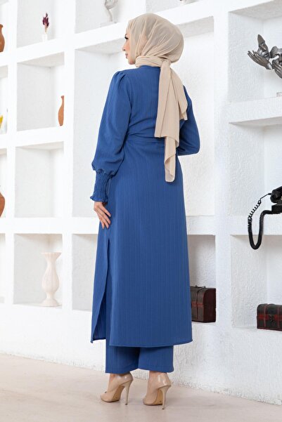 Missvalle Slit Detailed Suit Indigo Msw19233-2