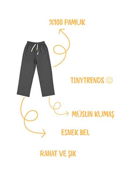 tinytrends 100% Cotton Color Relax Binding Detailed Muslin Trousers