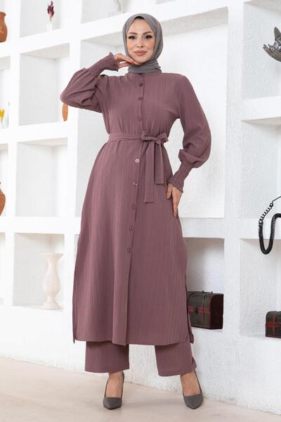 Missvalle Slit Detailed Suit Dusty Rose Msw19233-3